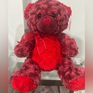 Valentines Day red roses bear 12” tall NWT